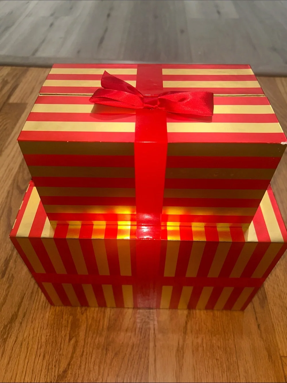 Macy's Red and Gold Striped Gift Box Set
